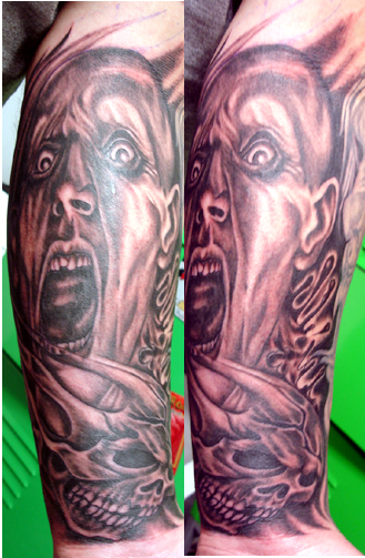 Tattoos - Skin Rips tattoos - horror sleeve update